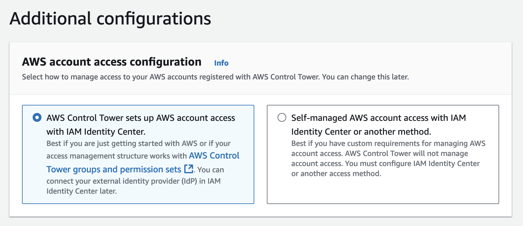 IAM Identity Configuration from the console