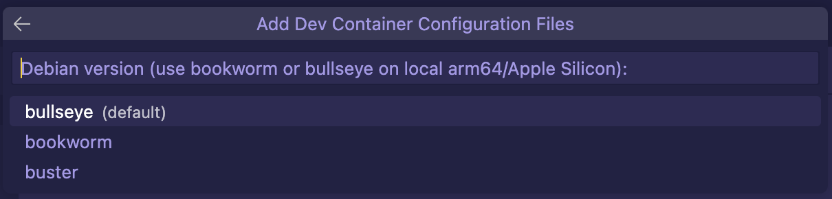 Dev Containers configuration template version